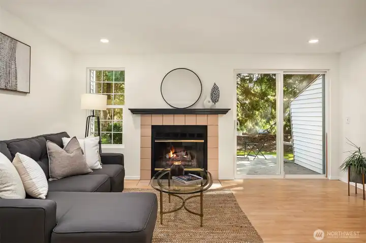 Great entertainment flow with a slider to a patio and backs to green belt.