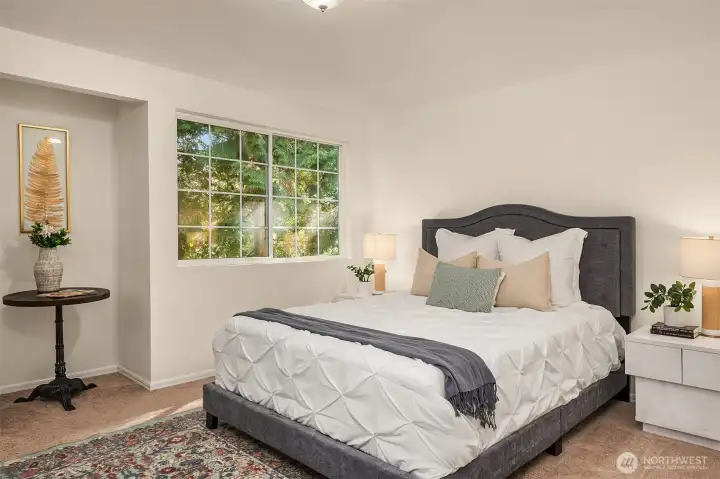 One of the two bedrooms - generously sized.