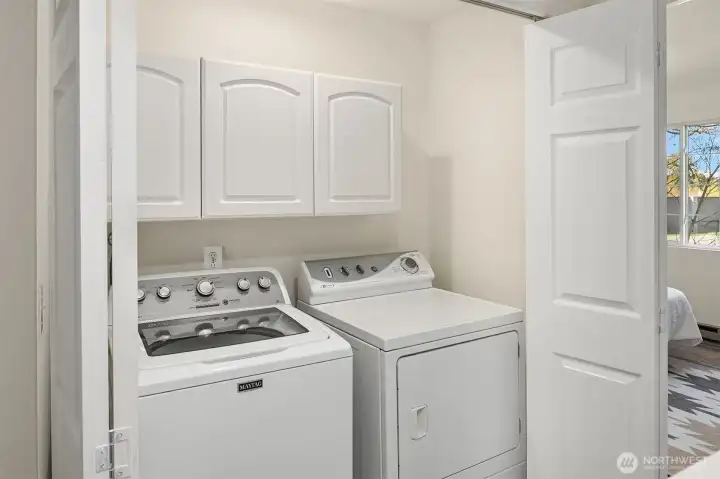 Washer and Dryer included and upstairs.
