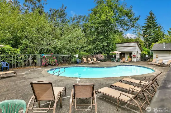 Pool is covered currently but here's a picture from the summer. Imagine soaking up the rays here!