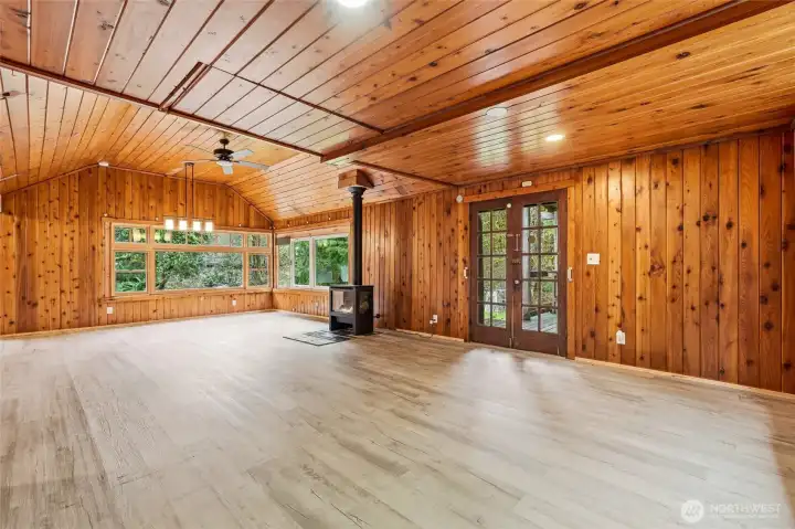 Looking towards the dining area with views of French Creek.