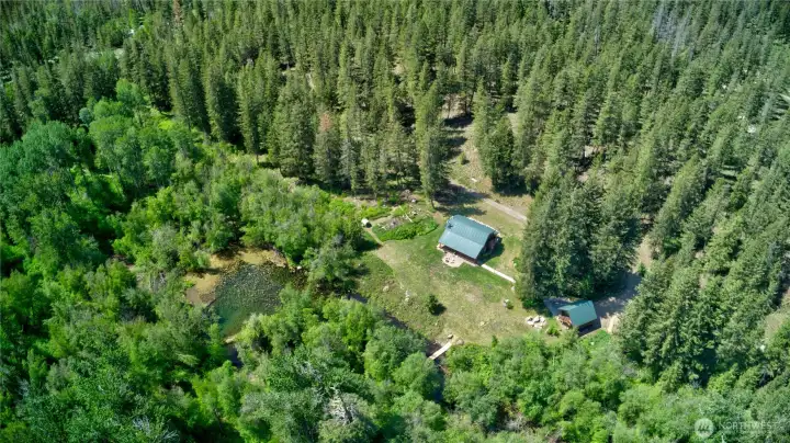 Arial looking down on property.