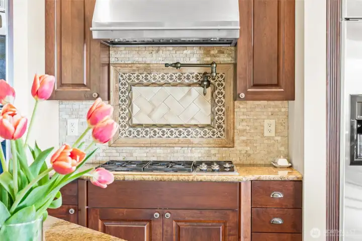 Wolf hood vent and 5-burner gas range