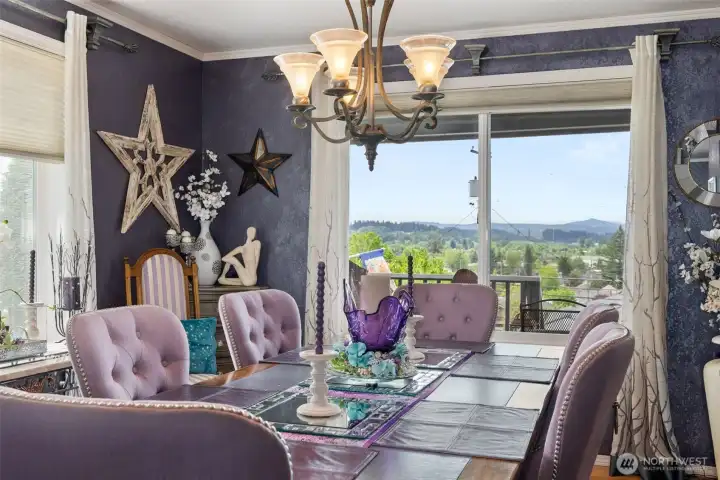 Large Formal Dining room with view of the city.