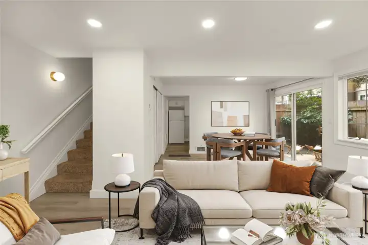 Living area and dining space (virtually staged) Living area and dining space (virtually staged)