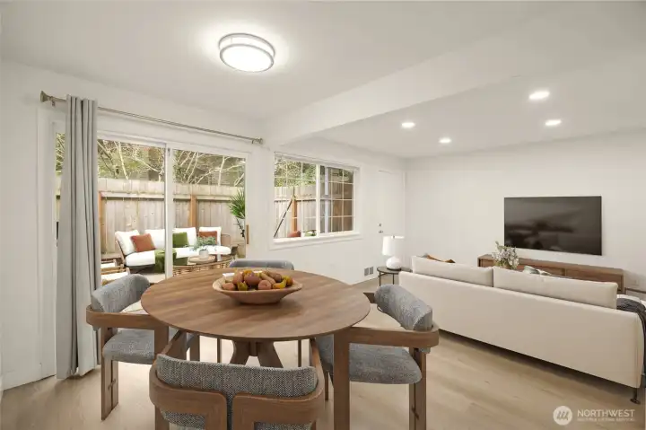 Living area and dining space (virtually staged) Living area and dining space (virtually staged)