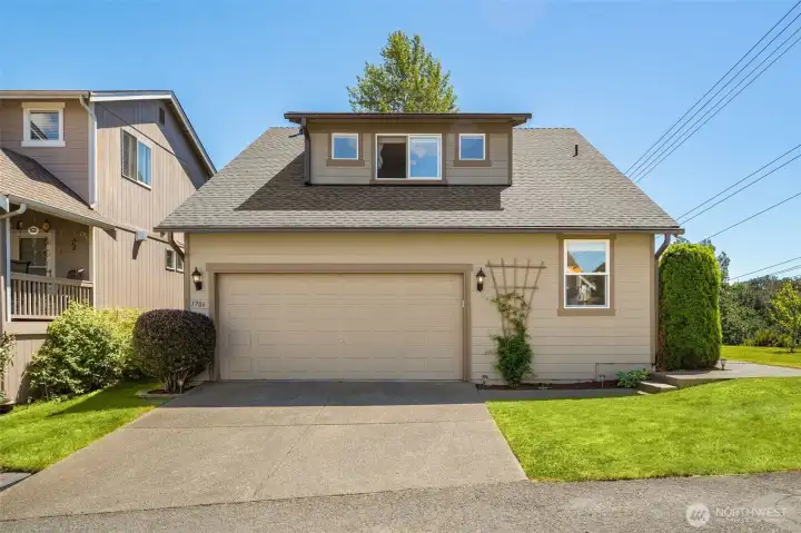 Two-car garage and driveway. parking