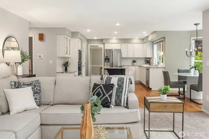 Open Floor Plan from Family Room to the Chef's Kitchen