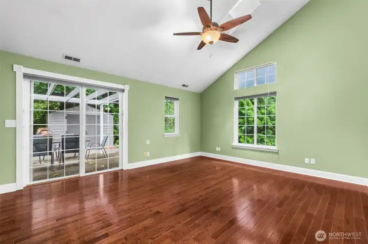 The family room features plenty of space. Will be great for movie nights!