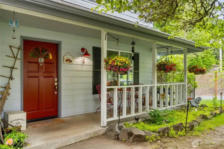 Enjoy the covered front portch.