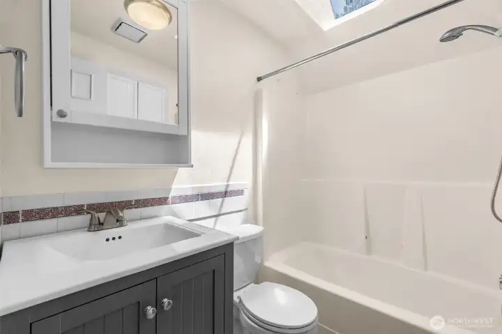 The full bath has been nicely updated.