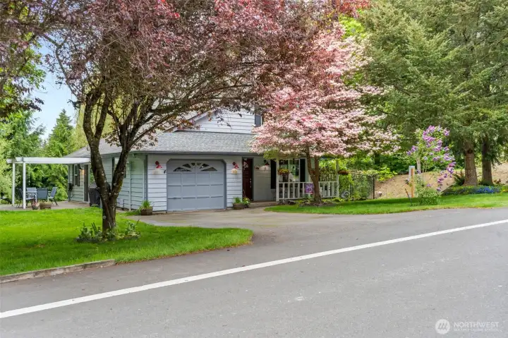 The home sits on corner lot and on a quiet street.