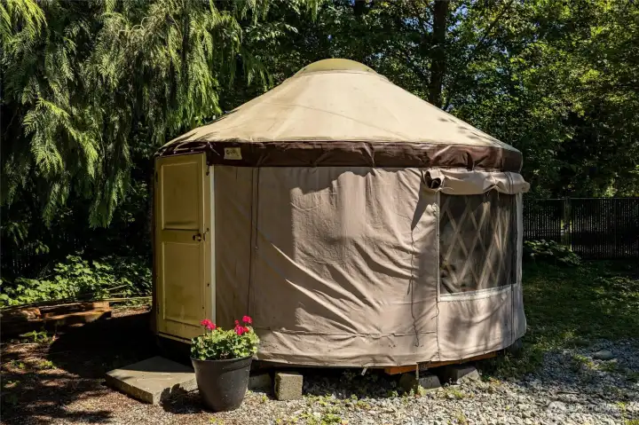 The yurt at the lower portion of the property. The yurt at the lower portion of the property.