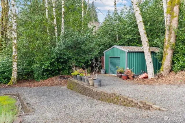 Garden shed allows for plenty of storage for all your outside tools.