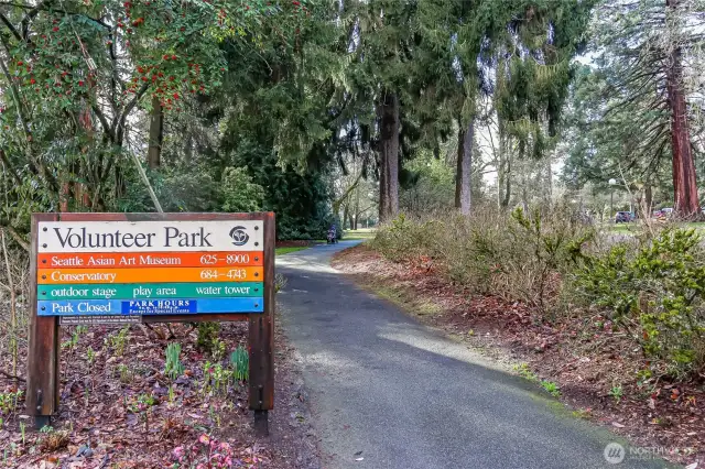 The entry to volunteer park.