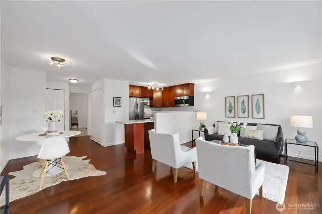 Beautiful open concept condo with beautiful natural lighting.