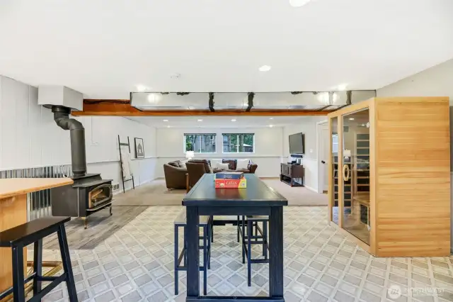 Wood stove & dry bar