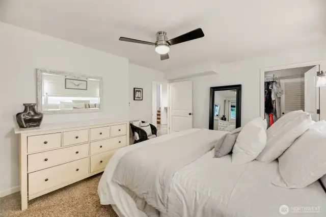 Ceiling fans in each bedroom.