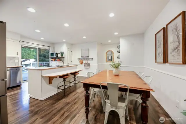 Generous kitchen with dining space.