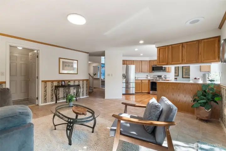 Additional living space on main floor with new sliding door leading to large and private back deck.