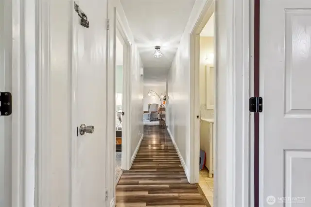 Hallway w/storage closet visible