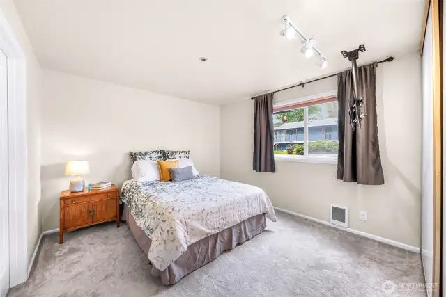 Primary bedroom has door to bathroom