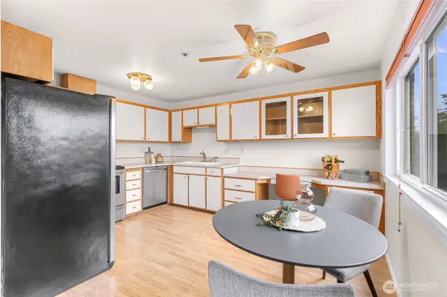 Spacious kitchen open to living room