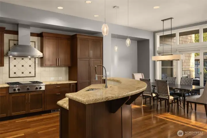Chef's kitchen with Wolf appliance package