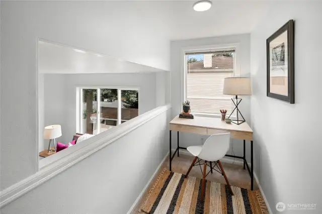 Unique layout captures extra space like this one which the sellers used as a work area.