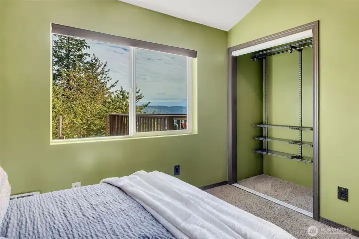Closet organizers make the most of storage space.