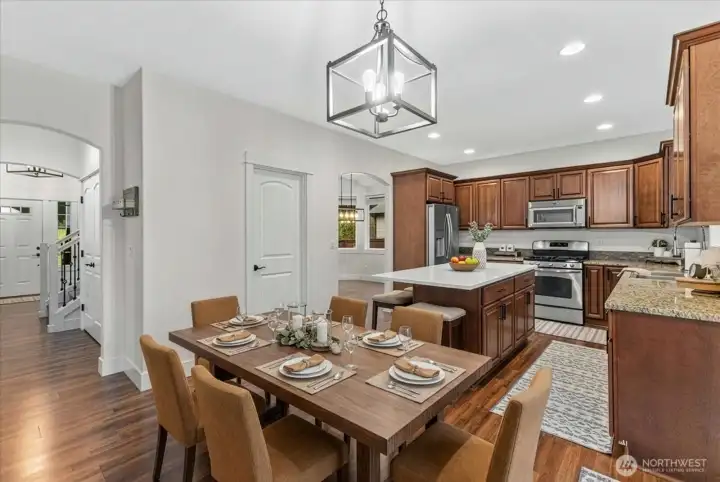 Virtually staged including the kitchen island