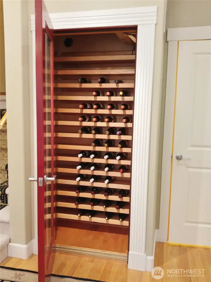 Temperature controlled wine cellar, stores up to 120+ bottles of your favorite beverages.