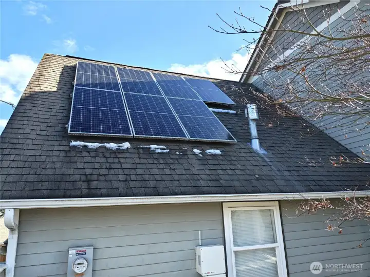 Solar panels installed over several parts of the roof. Keeps those electric bills extremely low.