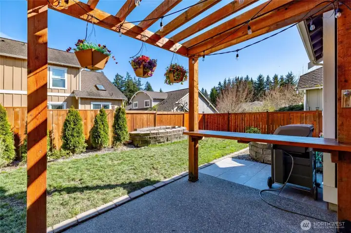 Entertaining space under the pergola.