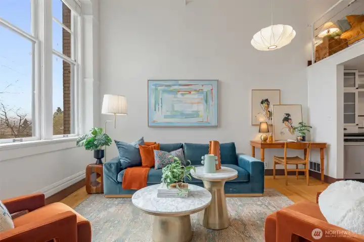 Giant ceilings framed by an extra large window Giant ceilings framed by an extra large window