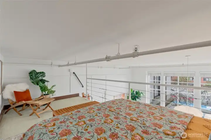 Lofted bedroom. You could also use this space as a den and/or office space and move the bed to the main floor Lofted bedroom. You could also use this space as a den and/or office space and move the bed to the main floor