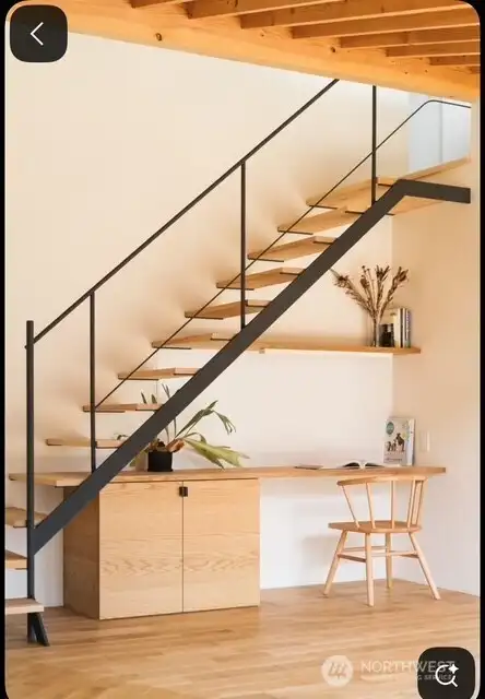 Imagine stairs to the loft! (Just need HOA approval). This design and other creative options are displayed in the condo as well