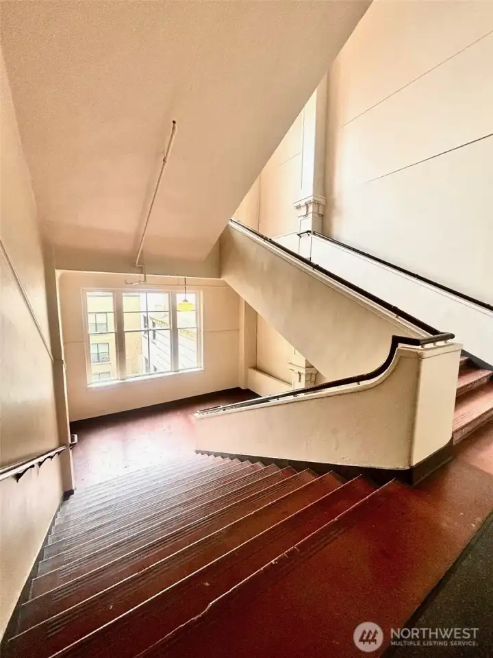 Another view of the stairs adjoining all the floors of the old high school