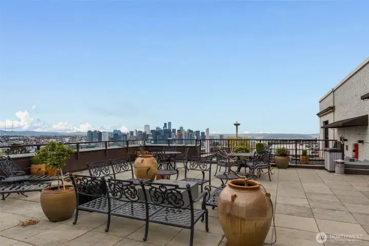 This view is just down the hall from the condo, on the same level.  Enjoy BBQs, fireworks, sun rises and sunsets!  This view faces South