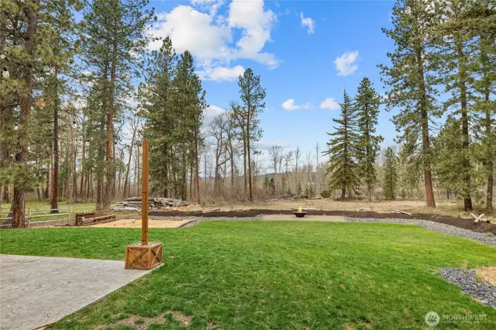 Fresh landscape work includes some clearning to open up views of the river.