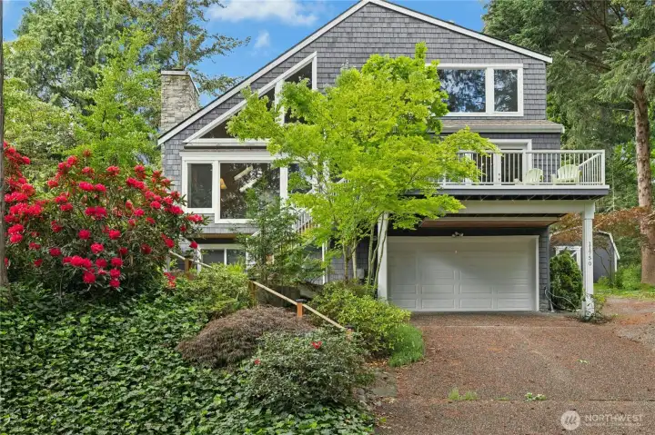 Dramatic architectural lines surrounded by lush Pacific Northwest greenery