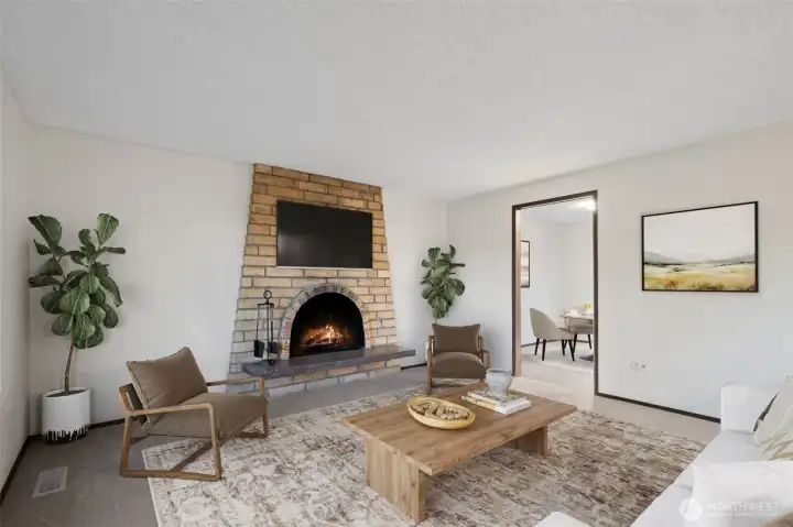 Living room off entry & kitchen. Virtually staged to give you a sense of the potential!
