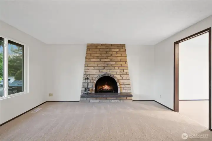 Living room shown without virtual staging