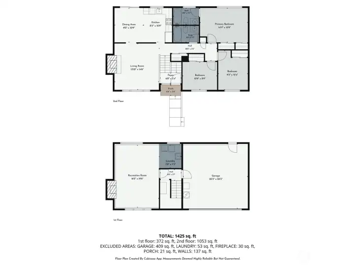 Floorplans of both levels shown