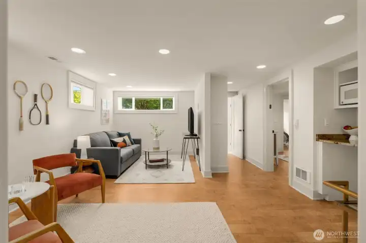 Lower level rec room with wet bar Lower level rec room with wet bar