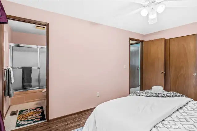 Primary Bedroom with His and Her Closets and Private Full Bathroom