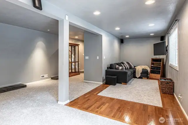 Family room in basement