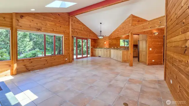 Great room with walls of windows to take in the view