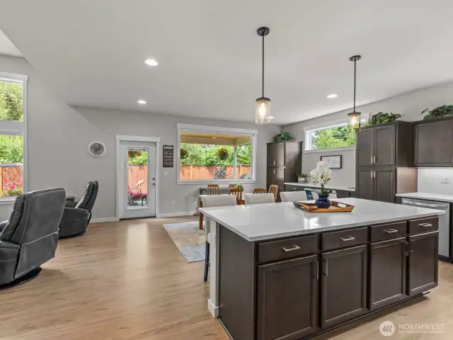 The spacious island is perfect for entertaining.
