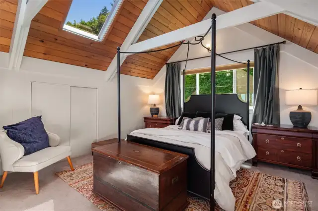 The dreamy loft takes you away from the hustle of the lower level. Stargazing will become you newest hobby when you sleep in this room.